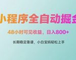 微信小程序躺赚暴利新风口！48小时到账1000+真实收益，宝妈学生必备自动掘金神器【内部渠道曝光】