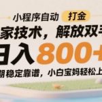 2025最新躺赚攻略！小程序全自动打金日入800+暴利项目 零门槛保姆级教程 宝妈小白轻松月入3W+【附源码技术】