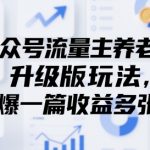公众号流量主新玩法！单篇爆文躺赚5000+养老金，限时教程手慢无！