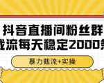 抖音直播间暴力截流技术：单机日吸1000+精准粉，暴利项目实操教程【日入过万秘籍】