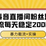 抖音直播间暴力截流技术：单机日吸1000+精准粉，暴利项目实操教程【日入过万秘籍】