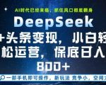 赚800+！DEEPSEEK+今日头条暴利变现教程：零基础手把手教学，新手月入3W+【独家揭秘】