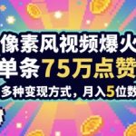 素风插画3分钟速成孤独感爆款视频教程：单条狂揽75W+点赞新手必火秘籍，零基础躺赚10W+的流量变现终极指南（手慢无）