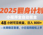 2025暴富捷径！小程序躺赚日入800+全攻略：48小时到账零门槛教程，宝妈/学生党轻松月入5W+【独家内幕】