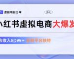 小红书虚拟电商2024最新玩法：零成本躺赚10W+，平台免费流量狂飙，1拖3暴利模式小白三天上手！