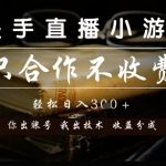 直播小游戏零收费合作：分润模式爆赚独家揭秘！你出账号我出技术