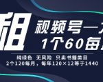 租视频号每月仅60元！纯绿色无风险，常年稳定出租，限时优惠2个120元