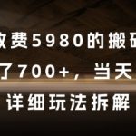 最新揭秘：日赚2000+的搬砖项目，某机构收费5980元，手把手教你3天回本实操教程