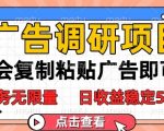 广告调研暴利项目：无限任务复制粘贴，日收益稳赚500元！【独家揭秘】
