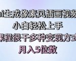 AI像素风插画视频神器！零基础小白秒上手，超干课程多种变现秘籍，轻松月入过万！
