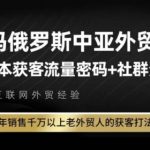 独家揭秘：俄罗斯中亚外贸低成本获客秘籍，年销千万老外贸人亲授实操打法！