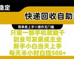 快递回收自助暴利项目，一部手机零门槛当天躺赚百元，新手小白半小时日入500+【终极揭秘】