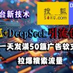 搜狐+DEEPSEEK创业粉引流秘籍：老平台新技术日发50篇引爆搜索流量，轻松月入10W+