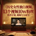 历史女性独白视频爆火！13个视频狂吸10W粉，揭秘伙伴计划+视频号分成秘籍，轻松变现