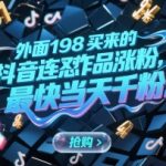 抖音连怼作品涨粉秘籍：198元当天千粉实战攻略，新手必看爆款技巧