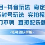 抖音男粉暴利项目：实拍视频日赚500+，一刀不剪直接发布，100%不封号终极玩法
