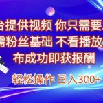 零门槛暴利副业！无粉丝要求、不看播放量，发布视频秒赚300+，日结收益真相大公开