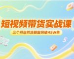 3个月自然流爆单45W！短视频带货实战秘籍，新手也能轻松月入10W+