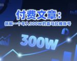 年入300W的喜马拉雅账号拆解：揭秘付费文章背后的暴利玩法