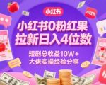 小红书0粉也能日赚1000+！红果短剧拉新暴利玩法揭秘，10W+收益大佬手把手教学