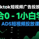 TIKTOK短视频广告投放秘籍：0基础小白3天速成ADS高手，日赚1000+实战教程