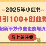 2025年小红书创业粉暴增秘籍 新手3步日引100+精准流量 轻松月入5W+