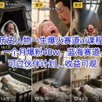 AI历史人物课程：30天狂揽40万粉！蓝海赛道+伙伴计划，轻松实现月入10W+