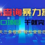 暴力掘金新风口！3条视频日赚5000+ 信息查询暴利玩法全揭秘