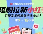 小红书短剧拉新暴利赚钱攻略：0基础日赚500+，发视频躺赚高佣（附全流程教程）