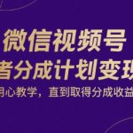 微信视频号创作者分成计划变现营：7天快速赚钱攻略，新手也能月入过万