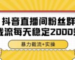 抖音直播间粉丝群截流秘籍：日采2000+精准数据，全行业暴利引流实战大公开