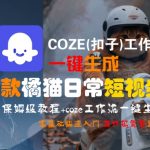 爆款橘猫短视频神器！COZE工作流零基础保姆教程，3分钟学会日更吸粉