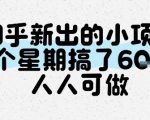 知乎新项目暴利揭秘！7天狂赚6单，0门槛上手，新手也能轻松月入过万