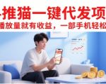 抖推猫一键代发项目：0门槛日赚500+ 手机操作躺赚播放量收益 新手必看暴利副业