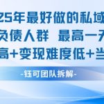 2025年最暴利私域项目：精准收割负债人群 日赚7400+实操秘籍 零门槛当天回款 90%人不知道的蓝海市场