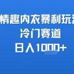 情趣内衣暴利项目揭秘：新手3步操作日赚1000+的冷门赚钱秘籍