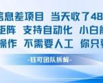 蓝海信息差暴利项目：AI全自动日赚2000+，矩阵批量操作，新手零基础当天见效！