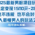 2025私域男粉暴利玩法！日入1K+不违规不封号，男人都在偷偷做的躺赚项目