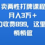 两性暴利项目！轻松月入3W+，全网爆款收费899课程，限时0元免费领取，偷偷赚疯！
