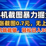 手机截图暴利掘金：两张截图0.7米，一部手机轻松日入300+【超简单秘诀】