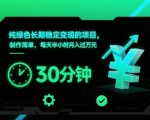 纯绿色躺赚项目！每天30分钟稳定月入1.5W+的终极变现秘籍