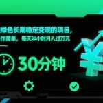纯绿色躺赚项目！每天30分钟稳定月入1.5W+的终极变现秘籍