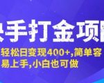 快手打金暴利项目！新手日入400+独家渠道揭秘，零门槛躺赚攻略[[1][5][10][16][17]]