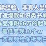 靠AI爆单秘籍：61条视频涨粉66万+，书单号狂赚10万+，新手必看起号指南！