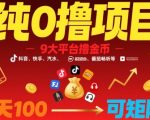 零成本躺赚！9大平台(抖音/快手/番茄畅听等)日入100+攻略，不花1分钱，可批量操作！