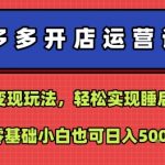 2025拼多多蓝海暴利玩法：零基础小白躺赚攻略！日入500+睡后收入实战课程