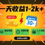 2025年暴利蓝海副业！新手当天见效，可复制日赚2000+稳定项目【揭秘】[[1][2][6]
