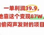揭秘99%人不知道的暴利副业：一单利润39.9元，有人偷偷月入10W+！