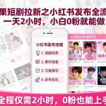 红果短剧小红书拉新爆赚攻略：0粉小白日入过千，2小时躺赚全流程