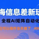 蓝海信息差AI矩阵玩法日入1000+保姆级教程！限时刚流出小白当天实操见效[[7][9][15]]